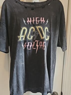 AC/DC Black Tee with Yellow & Pink Graphic